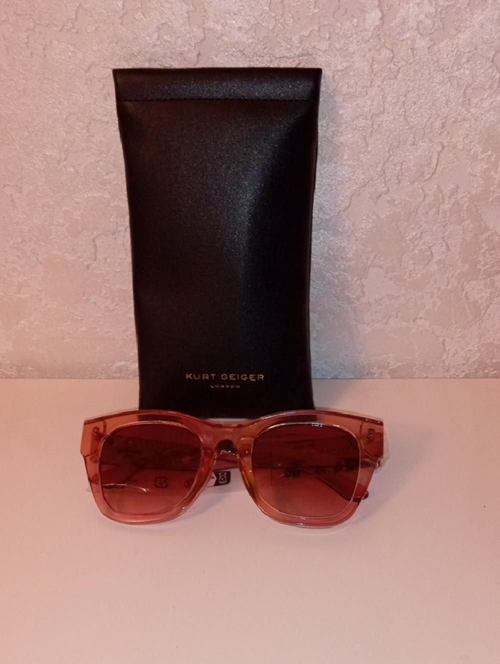 Kurt Geiger Rose Tinted Transparent Square Sunglasses